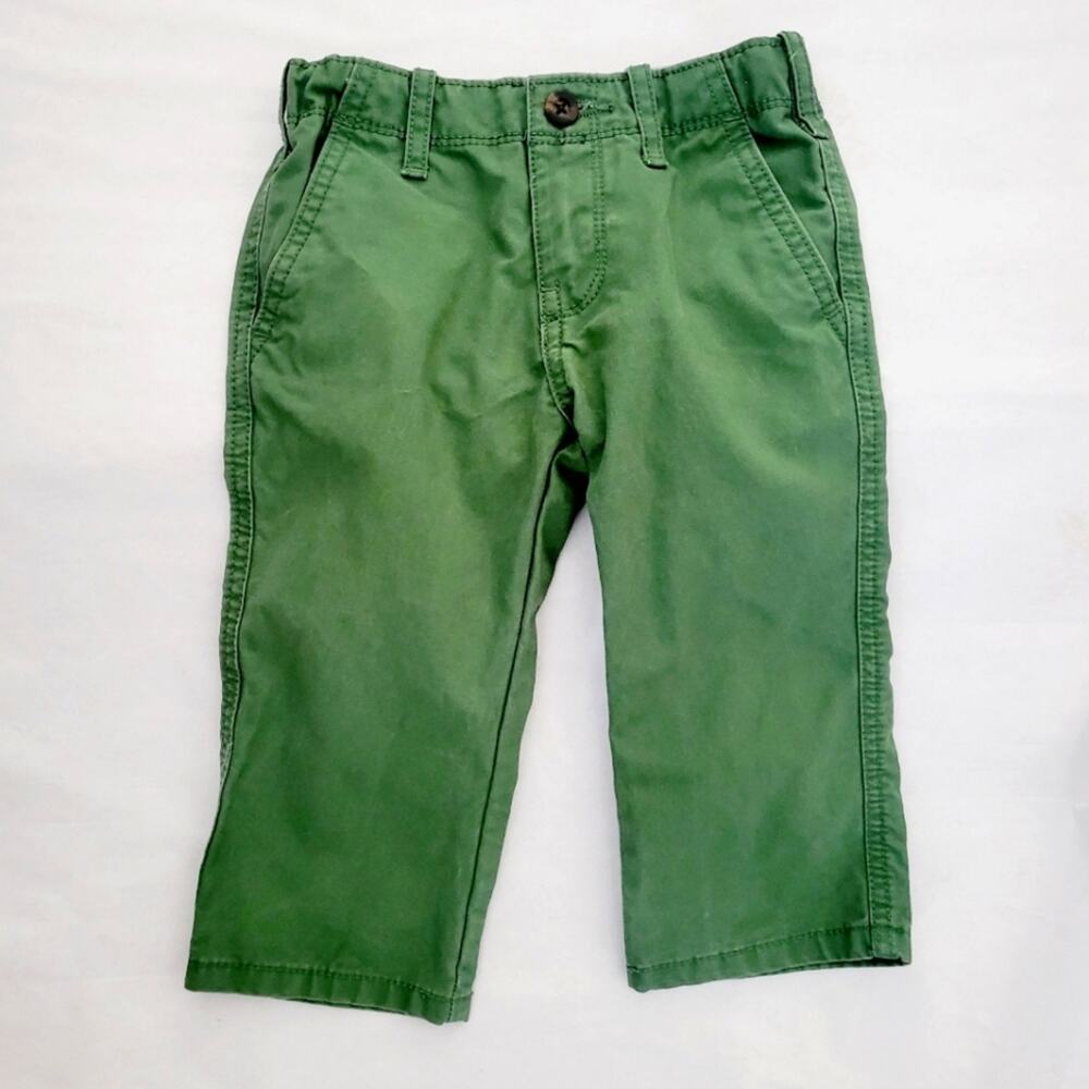 12M Carter's green chino pants with adjustable waist